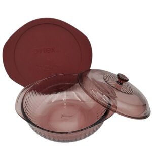 Pyrex Pink Glass Casserole Dish with Lid